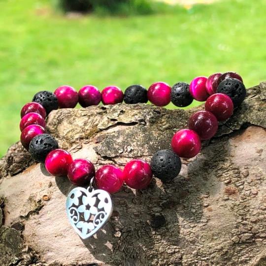 Minerální náramek tygří oko, lávový kámen - ŠEŘÍK